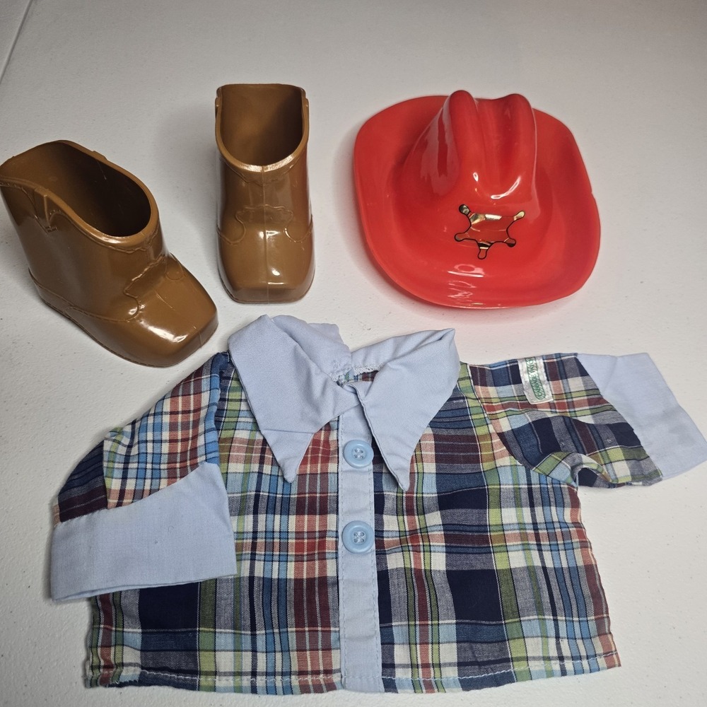 Vintage Cabbage Patch Kids Cowboy Lot Of 3 Western Shirt‎ Boots Cowboy Hat